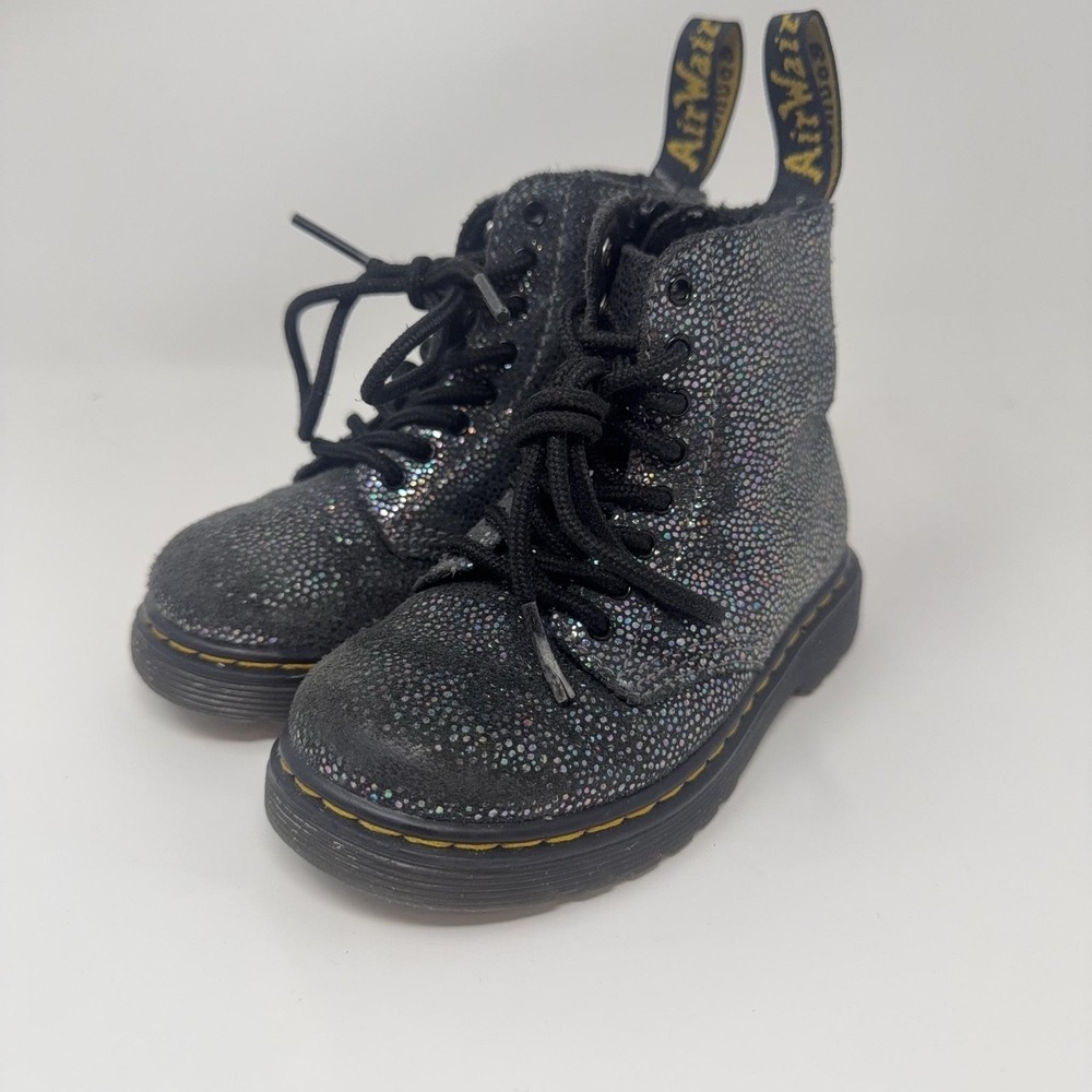 Dr. Martens 1460 Pascal T Boots Kids Size 7 Gray Glitter Combat Ankle Zip